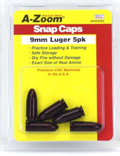 A-ZOOM 9mm LUGER PRECISION PISTOL METAL SNAP CAPS 5pk