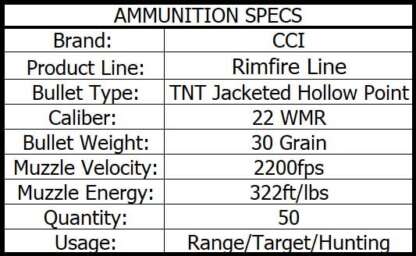 CCI MAXI MAG TNT 22 WMR 30gr JHP 2200fps 50pk - Image 3