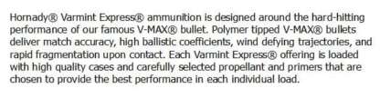 HORNADY 22 HORNET 35gr V-MAX 3100fps 25pk - Image 3