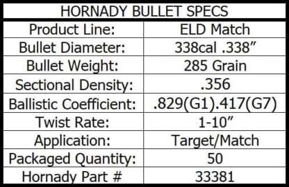 HORNADY ELD MATCH 338 cal .338in 285gr 50pk - Image 4