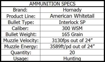 HORNADY AW 300WSM 165gr INTERLOCK 3130fps 20pk - Image 4