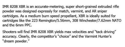 IMR 8208 XBR RIFLE POWDER 1lb - Image 2