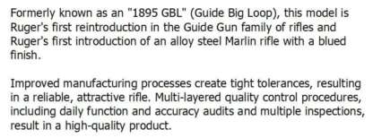 MARLIN 1895 GBL  45-70 GOV'T 19.1in 6rnd - Image 2