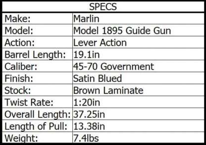 MARLIN 1895 GBL  45-70 GOV'T 19.1in 6rnd - Image 3