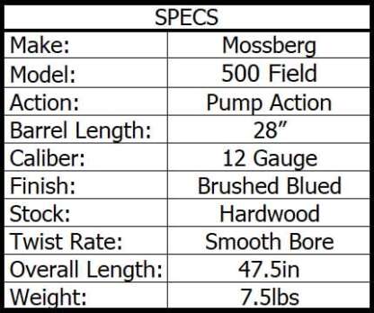 MOSSBERG 500 12ga 3in FIELD PUMP 28in 5rnd - Image 2