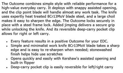 KERSHAW OUTCOME FOLDING KNIFE - Image 3