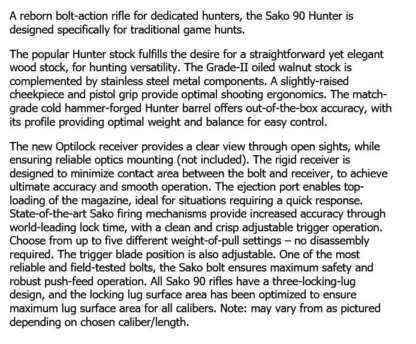 SAKO 90 HUNTER SS 308 WIN OPTILOCK 22.5in 5rnd - Image 2