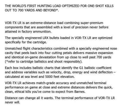 BARNES VOR-TX LR 300 WIN MAG 190gr LRX 2880fps 20pk - Image 4