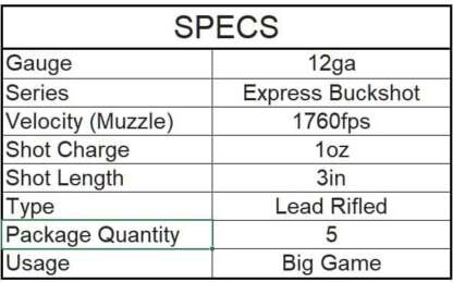 REMINGTON SLUGGER 12ga 3in 1oz RIFLED SLUG 1760fps 5pk - Image 3