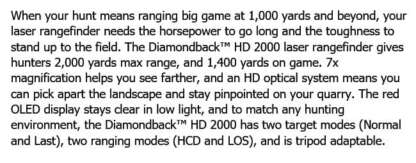 VORTEX DIAMONDBACK HD 2000 LASER RANGEFINDER - Image 4