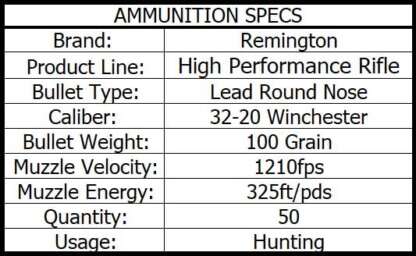 REMINGTON HPR 32-20 WIN 100gr LRN 50pk 1210fps - Image 3