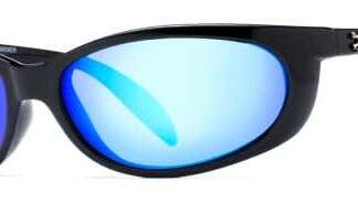 CALCUTTA SMOKER SHINY BLACK FRAME BLUE MIRROR LENS POLARIZED SUNGLASSES