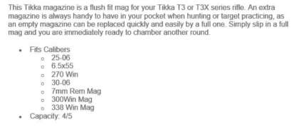 TIKKA T-3X/T3 LONG ACTION 5rnd MAGAZINE - Image 2