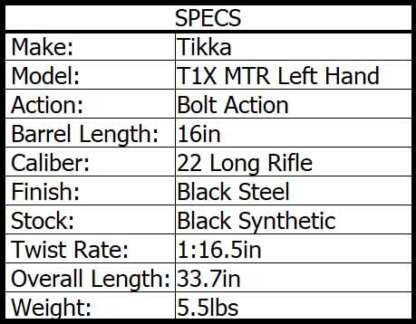 TIKKA T1X MTR 22LR BLUED/SYN 16in 10rnd - Image 2
