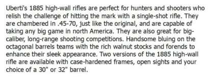 UBERTI 1885 H/WALL #2 45-70 GOV'T 30in 1rnd - Image 2