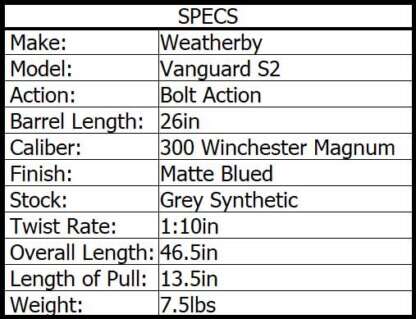 WEATHERBY VGD S2 SYN/BLUED 300 WIN MAG 24in 3rnd - Image 3