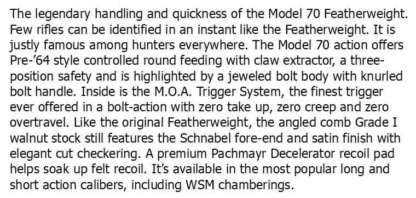 WINCHESTER M70 FEATHERWEIGHT NS 308 WIN 22in 5rnd - Image 2