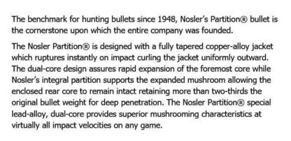 NOSLER 30 cal .308 180gr PPT PARTITION 50pk - Image 2