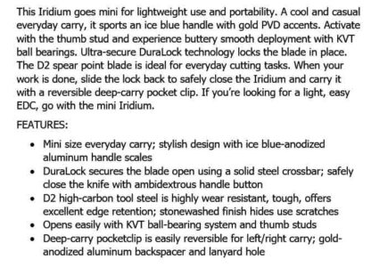 KERSHAW MINI-IRIDIUM REVERSE TANTO FOLDING KNIFE - Image 4